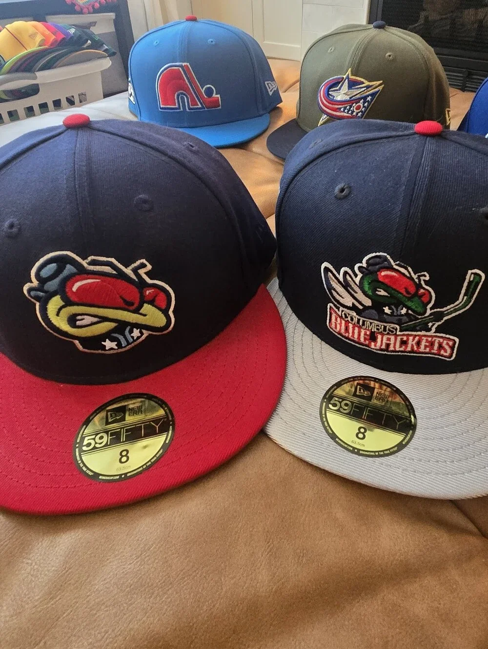 New Era 5950 Columbus Blue Jacket And Quebec Nordiques NHL Hockey Hats Size 8